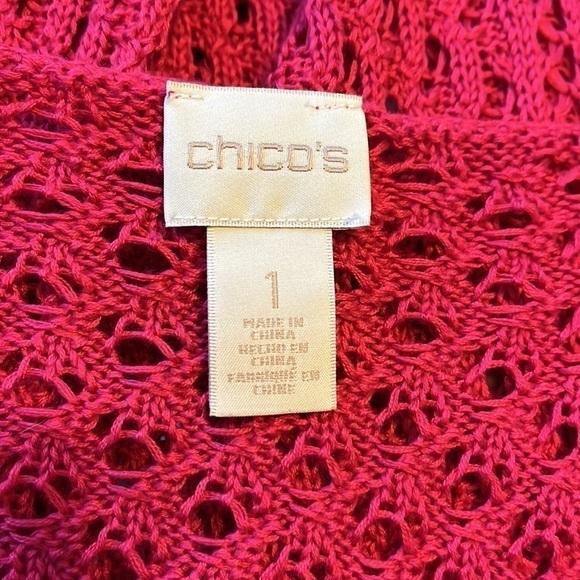 CHICO'S crochet detail jaime‎ pullover in raspberry size S - Picture 5 of 6